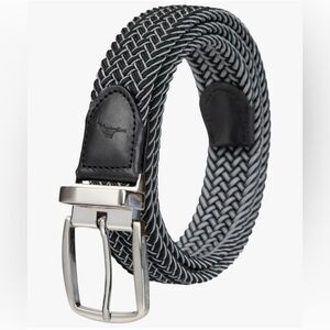 Tommy Bahama Men's Stretch Braided Reversible Leather Trim Belt Black/Gray L/XL